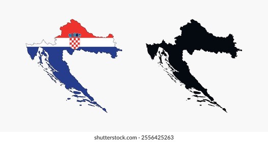 Croatia Map vector icon. Map of Croatia in Flag colors.