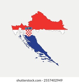 Croatia Map vector icon. Map of Croatia in Flag colors.