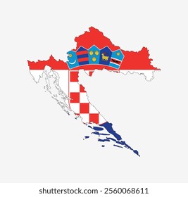 
Croatia Map vector icon. Map of Croatia in Flag colors.