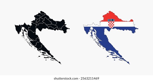 Croatia Map vector icon. Map of Croatia in Flag colors.