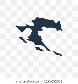 Croatia map vector icon isolated on transparent background, Croatia map transparency concept can be used web and mobile