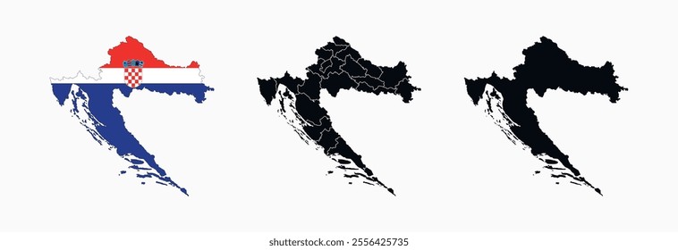 
Croatia Map vector icon. Map of Croatia various styles.
