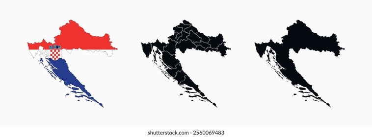 
Croatia Map vector icon. Map of Croatia various styles.