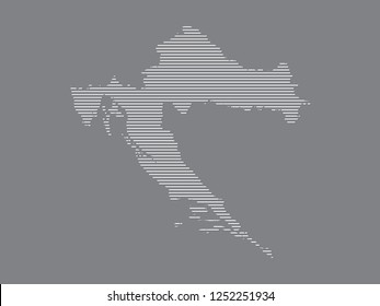 Croatia map vector illustration using simple straight lines of white color on dark background