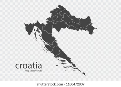 croatia map vector, isolated on transparent background