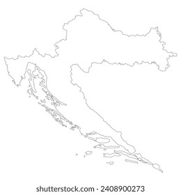 Croatia map. Map of Croatia in white color