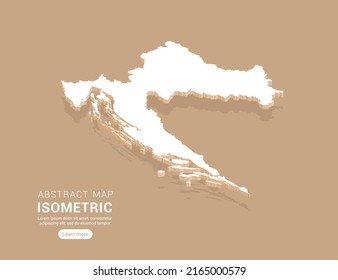 Kroatien Karte weiß auf braunem Hintergrund mit isometrischer Vektorgrafik.