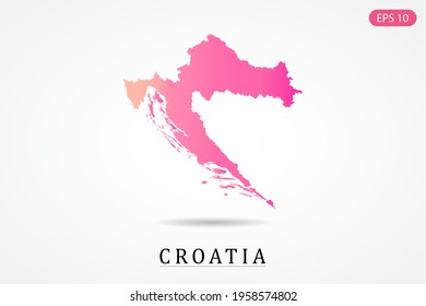 Croatia Map - World Map International vector template with Pink gradient color isolated on white background - Vector illustration eps 10