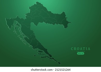 Croatia Map - World Map International vector template with High detailed and Green gradient color isolated on green background for design, infographic - Vector illustration eps 10