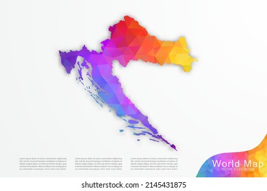 Kroatien Karte - Weltkarte Internationale Vektorvorlage mit Polygonstil und Farbverlauf-buntem einzeln auf weißem Hintergrund für Website, Design, Infografik - Vektorgrafik eps10