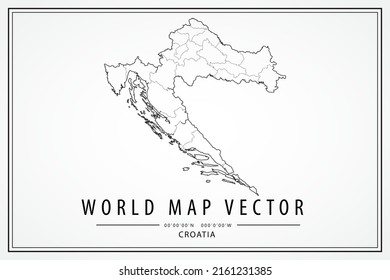Croatia Map - World Map International vector template with High detailed thin black line and outline graphic sketch style isolated on white background - Vector illustration eps 10