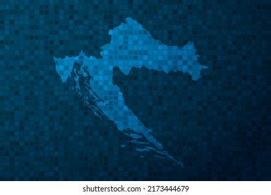 Croatia Map - World Map international vector template with technology style isolated on blue pixel background for education, design, website, infographic - Vector illustration eps 10