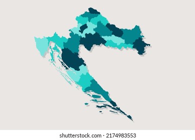 Croatia Map - World Map International vector template with High detailed including blue and green outline color isolated on white background - Vector illustration eps 10