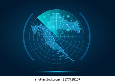 Croatia Map - World Map International vector template with futuristic circle radar style HUD, GUI, UI interface isolated on blue background for design, infographic - Vector illustration eps 10