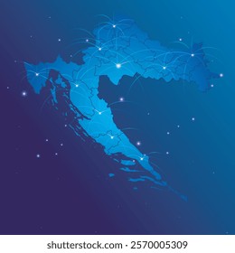 Croatia map world internet network