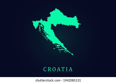 Croatia Map - World map vector template with green color gradient isolated on dark background - Vector illustration eps 10