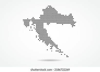Croatia Map - World map vector template with Black pixel, grid, grunge, halftone style isolated on white background for education, infographic, design, banner - Vector illustration eps 10