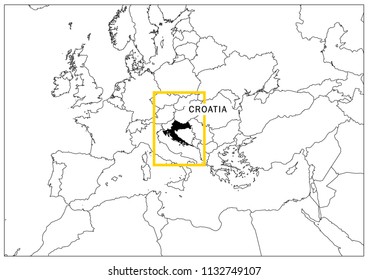 Croatia map yellow frame geography national 
