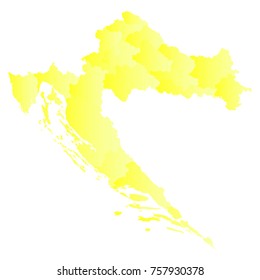 croatia map - yellow geometric rumpled triangular style gradient graphic background . Vector illustration eps 10.