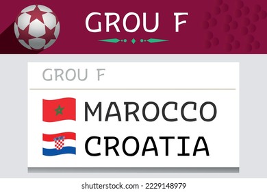 Croatia And Morocco Flag Ribbon Countries Group F Symbol Design football Final Vector Football Teams Illustration.