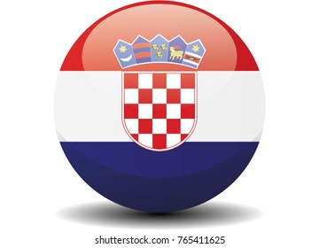 Croatia national circle button flag background texture. Vector illustration.