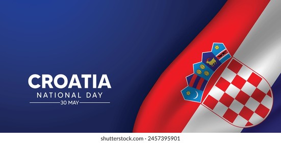 Croatia National Day 30 May waving flag vector poster