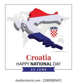 Croatia National Day, 3d rendering Croatia National Day illustration with 3d map and flag colors theme