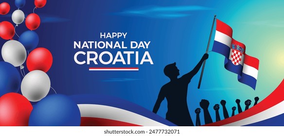 Croatia National Day Banner. Happy National Day Croatia design template. Croatian Flag, Vector background illustration. Landscape Design