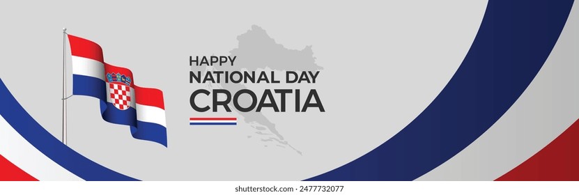 Croatia National Day Wed Banner. Happy National Day Croatia design template. Croatian Flag, Vector background illustration. Isolated landscape design