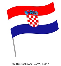 Croatia national flag flutters with flagpole