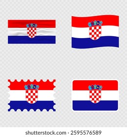 Croatia national flag in four different styles.