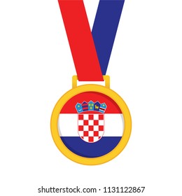 Croatia national flag gold first place winners medal.