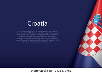 Croatia national flag isolated on dark background with copyspace