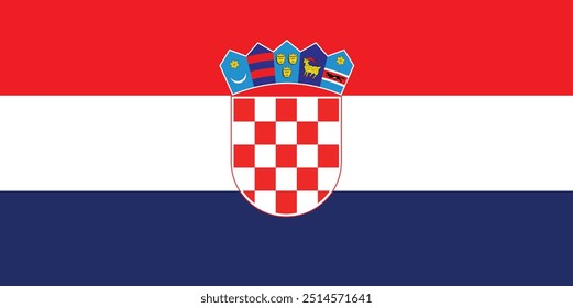 Croatia National flag in standard size and standard colors for Statehood Day, National day celebration on 30th May, educational purposes, flyers, posters, banners, Badges, social media and websites.  