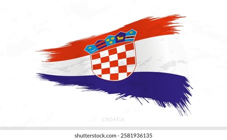 Croatia National Flag with Textured Brush Strokes. Artistic Brush Stroke Design.