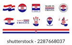 Croatia national flags icon set. Labels with Croatian flags. Vector illustration