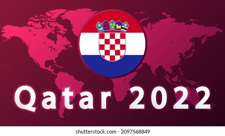 Croatia national football team .2022 football competition vector design. Not official logo qatar 2022. .Football Tournament, Football Cup, Background Design Template, Vector Illustration, 2022