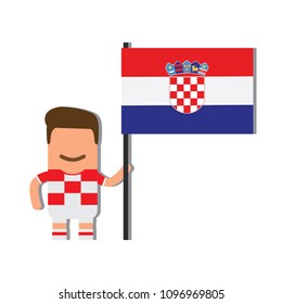 Croatia national football team holding the national flag icon, vector illustration design. Football world cup collection.