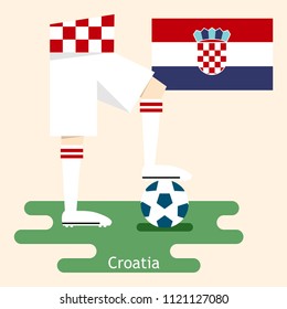 Croatia, national soccer Jerseys and flag, flat design