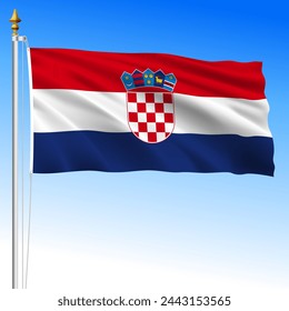 Croatia official national waving flag, European Union, vector illustration svg
