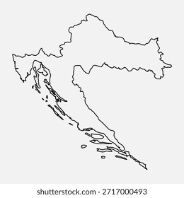 Croatia outline map. Croatia map vector. Croatia map on white background