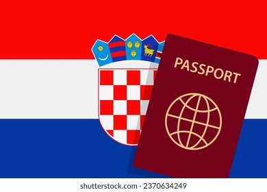 Croatia Passport. Croatian Flag Background. Vector illustration