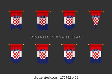 Croatia Pennant Flag Set in Multiple Shapes