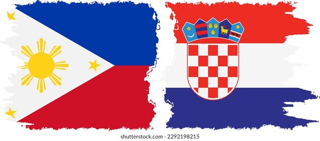 Conexión de banderas de grifo de Croacia y Filipinas, vector