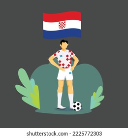 Croatia player flat concept character design