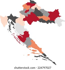 Croatia political map with pastel colors.