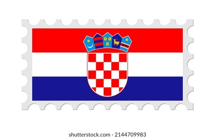 Estampilla De Correos De Croacia Con Sombra. Ilustración vectorial.