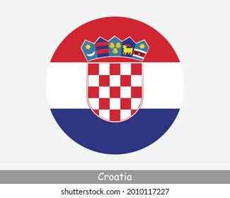 Croatia Round Circle Flag. Croatian Circular Button Banner Icon. EPS Vector