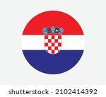 Croatia Round Country Flag. Circular Croatian National Flag. Republic of Croatia Circle Shape Button Banner. EPS Vector Illustration.