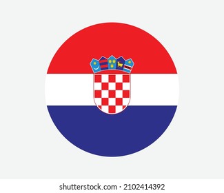 Croatia Round Country Flag. Circular Croatian National Flag. Republic of Croatia Circle Shape Button Banner. EPS Vector Illustration.